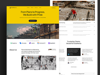 BuildWise Co - Construction Landing Page – Bold & Clean Design branding clean construction company creative figma figma website design graphic design hero section landing page design logo design minimal minimalist simple landing page style guide ui design ui ux website design website development