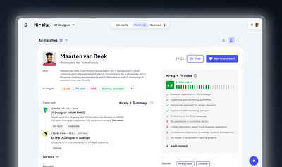 Matching Flow - Hiring AI SaaS branding flow screening ui ux