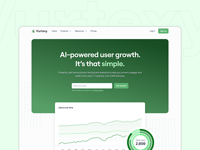 AI-Powered User Growth Hero Section for Landing Page ai artificial intelligence growth hero section landing page startup ui user ux