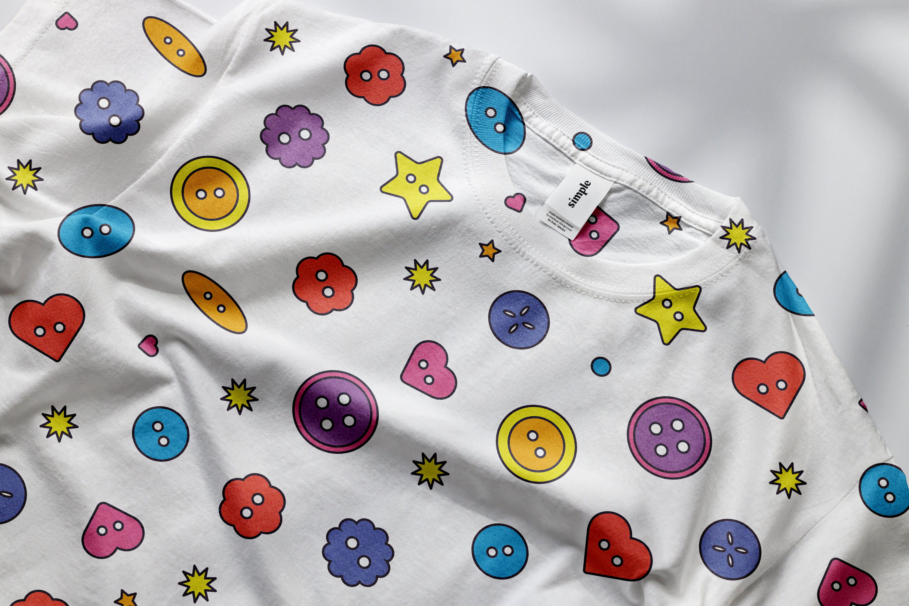 Buttons Pattern - Pattern Design adobe illustrator art artwork branding cute pattern design graphic flat illustration flower flower pattern graphic design illustration kawaii pattern pattern design pattern surface poppy surface design vector art vector design vector illustration