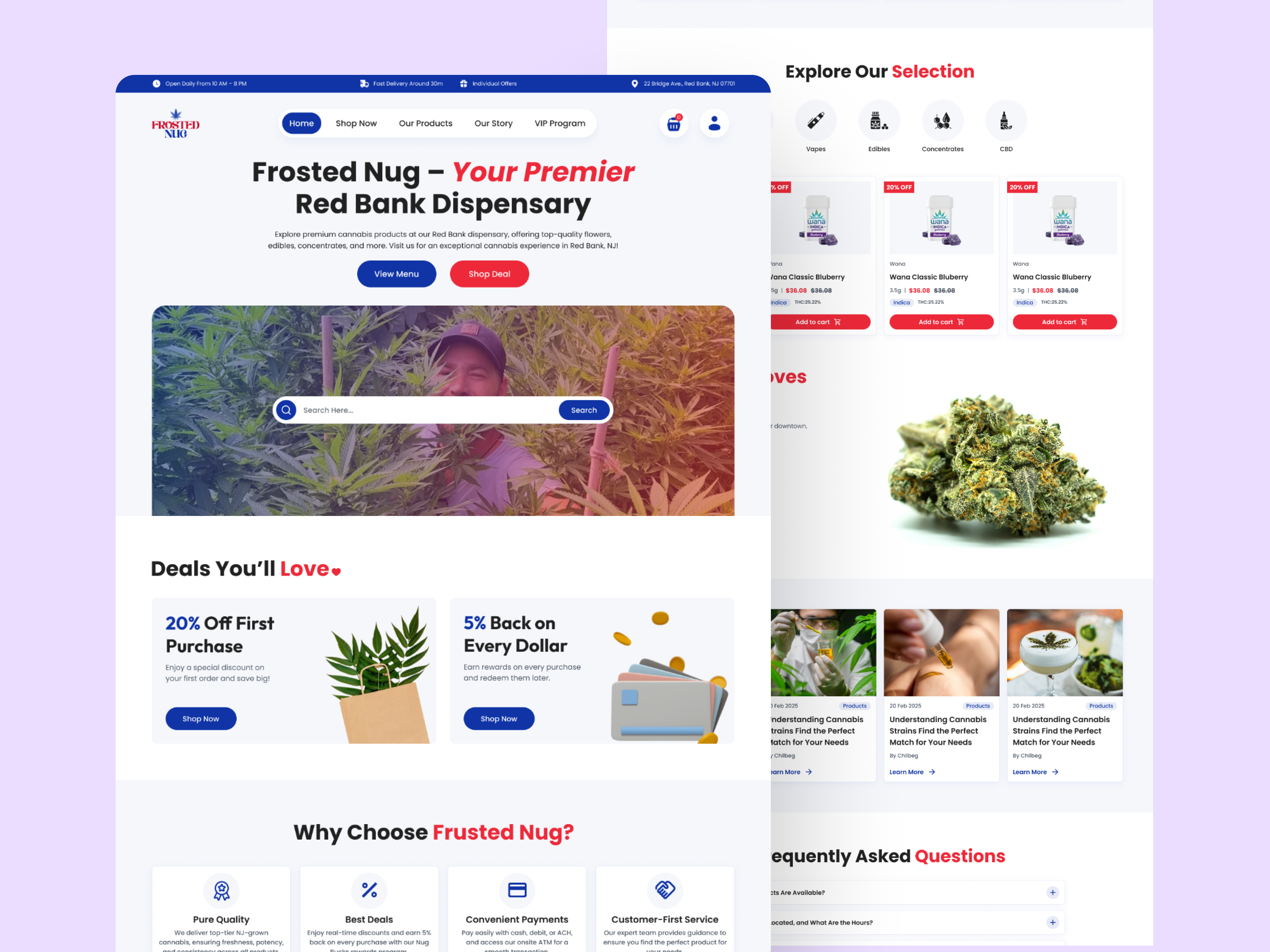 Modern Cannabis Landing Page Design cannabis website design dispensary uxui landing page designbefore uiux design web design