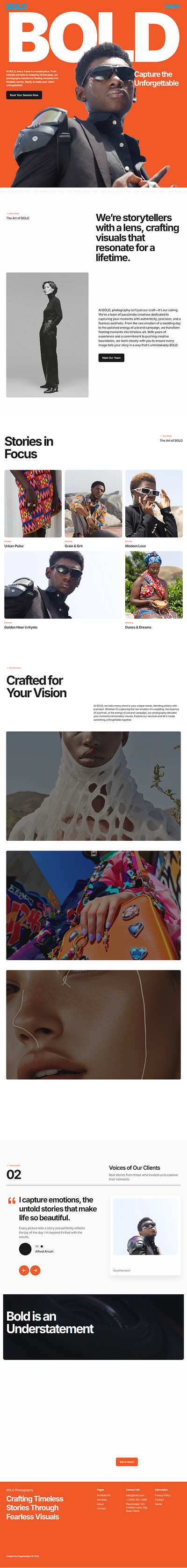 BOLD Photography Studio clean framer graphic design large minimal photography typography ui uiux website