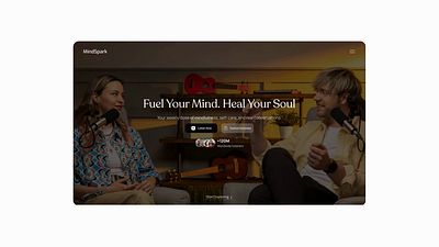 MindSpark – Podcast Landing Page bmvsi calmui cleandesign daily ui design inspiration dribbble weekly warmup herosection landingpage mindfulnessdesign mindspark podcastdesign responsivedesign ui trends uiux webdesign wellnessdesign