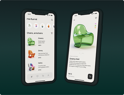 Mobile app for a furniture company RE-FURNI app branding design graphic design ui ux