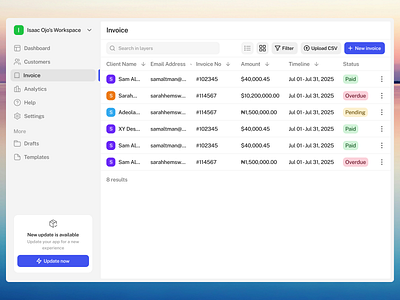 Invoice Management SaaS Dashboard app dashboard design invoice saas sales ui ui design ux