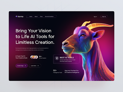 Vorma – Next Gen Image Generator Ai Tool Web Design🧠✨ ai website aidesigntool aiweb artificialintelligence cleanui creativeagency creativetools designtool futuristicui gradientdesign herosection imagegenerator interfacedesign landing page modern design rompweb techui uiux web design webapp