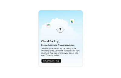 Cloud backup - Feature card design animation cloud cloudbackup design feature featurecard figma illustration microinteraction product design rive ui uiux website