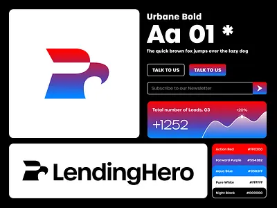 LendingHero Brand Style Guide agency bento brand identity branding buttons colors eagle falcon finance fintech freedom hawk head mascot presentation shineo type ui usa visuals