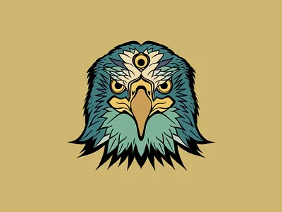 Three eyed hawk graphic design illustration logo vector