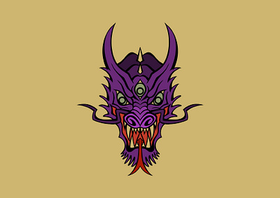 Three eyed dragon graphic design illustration logo vector