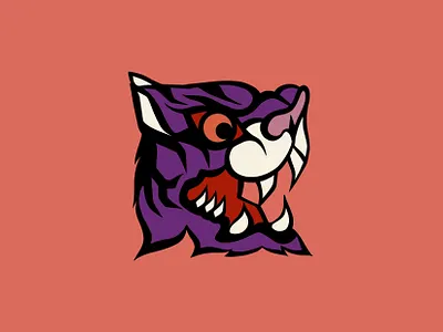 Purple tiger logo graphic design illustration logo vector