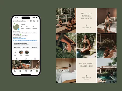 Instagram design - Armonia boutique hostel app design branding graphic design green color harmony hosteleria hotel instagram logo mobile app design photography social media social media design ui user interface