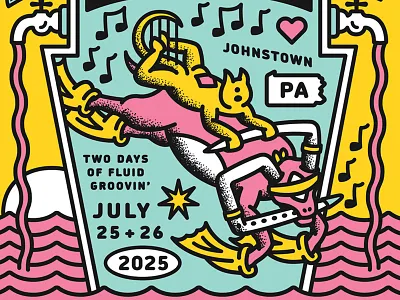 flood city bull cat faucet flood flute harp heady horn jam johnstown keystone live love merch music pennsylvania poster swim tail water
