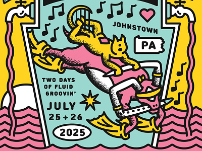flood city bull cat faucet flood flute harp heady horn jam johnstown keystone live love merch music pennsylvania poster swim tail water