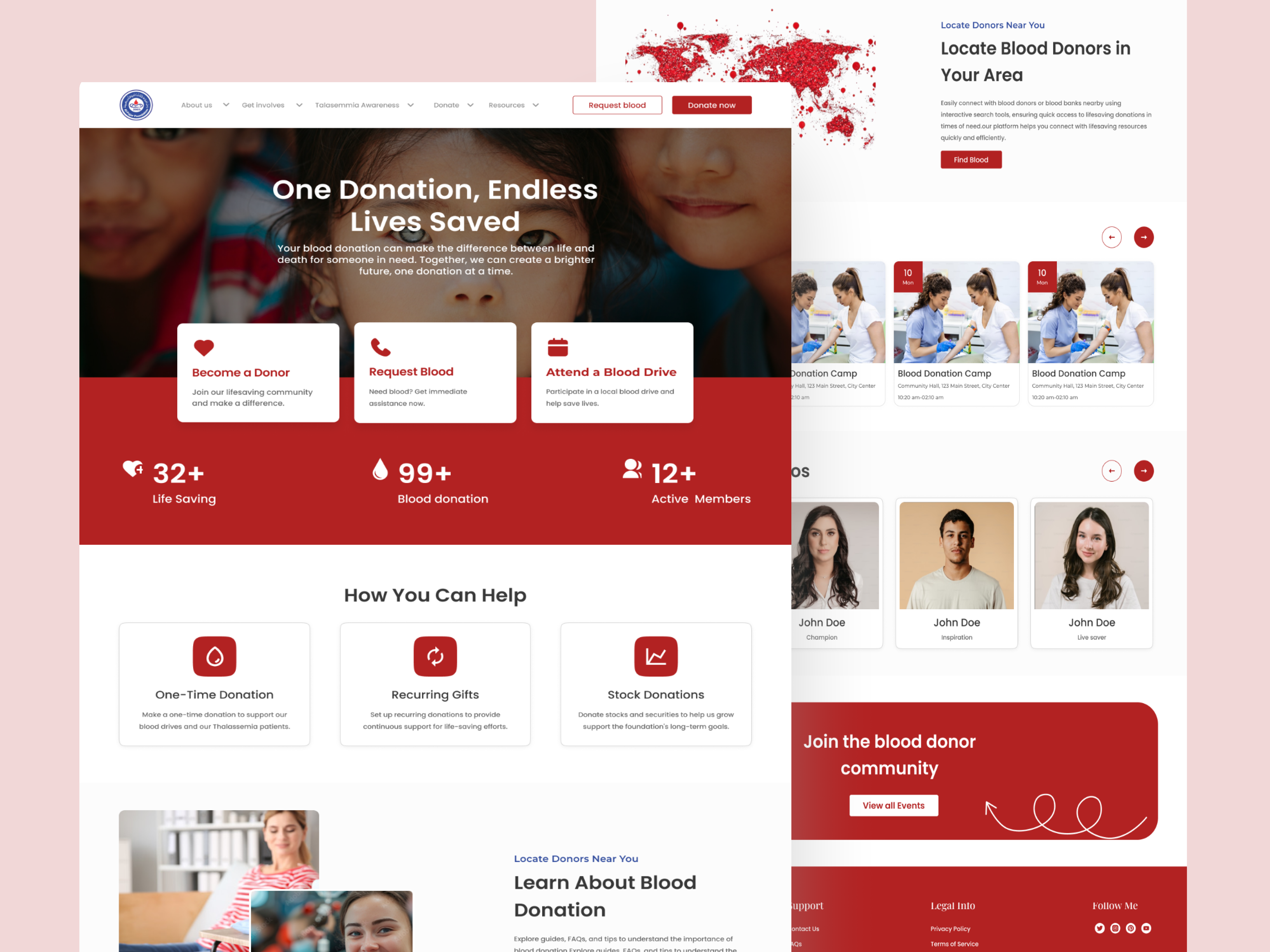 Blood Donation Website Design landing pa talasemia