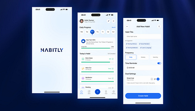 HABITLY - Smart Habit Tracker App UI/UX ai animation custom habit daily habit design habit tracker app lifestyle mobile app product design smart habit tracker tracker tracking app ui uiux visual design