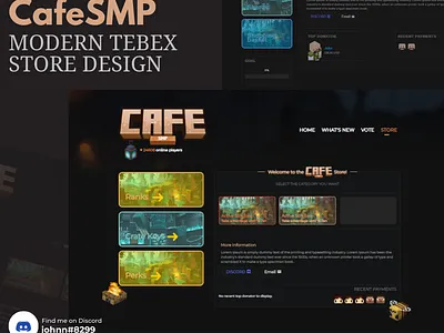 Minecraft Tebex store custom design branding coding design development figma fivem fivem template illustration minecraft minecraft store tebex tebex design tebex template tebex theme ui