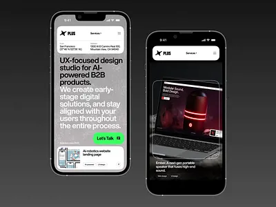 AI Landing page Mobile website design ✦Plus ai animation design interaction landing page motion graphics service startup ui ux web website