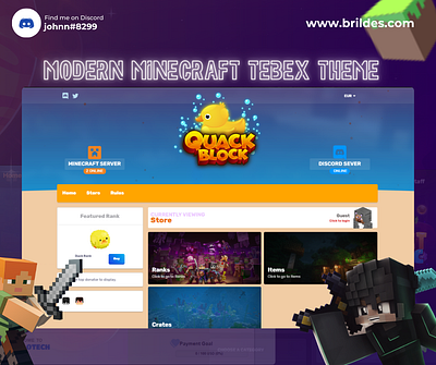 Modern tebex custom templates branding buycraft coding design development figma fivem fivem template game game design game store game website illustration minecraft tebex tebex layout tebex template tebex theme ui website
