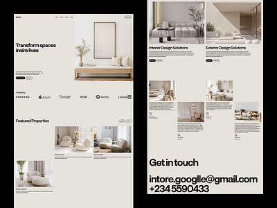 Intero — UI/UX Design for Interior Agency Website Design agency website architecture website creative agency figma design homepage ui interior agency interior design interior ui interior website landing page minimal web design modern interior modern web design portfolio website product design uiux design waxyweb web website concept website design