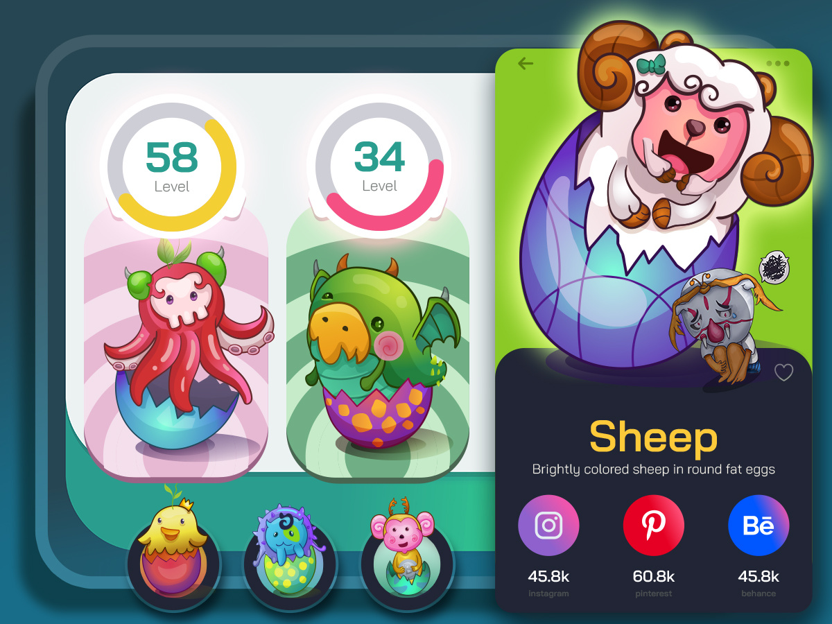 Game Character Design Set: Pet Origin 1 character design creative creative design designer graphics graphics designer idea illustrator mobile app photoshop ui design vector wacom wacom cintiq 22