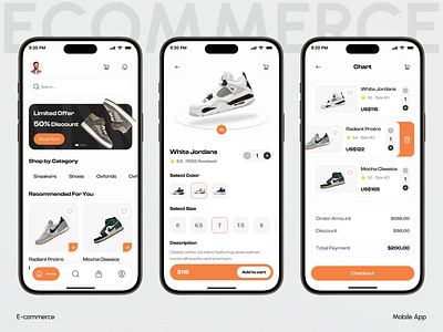 E-commerce Mobile App UI Design – Modern Shopping Experience app app design e commerce ecommerce app fashion app ios mobile mobile app online store product page shopping app shopping experience