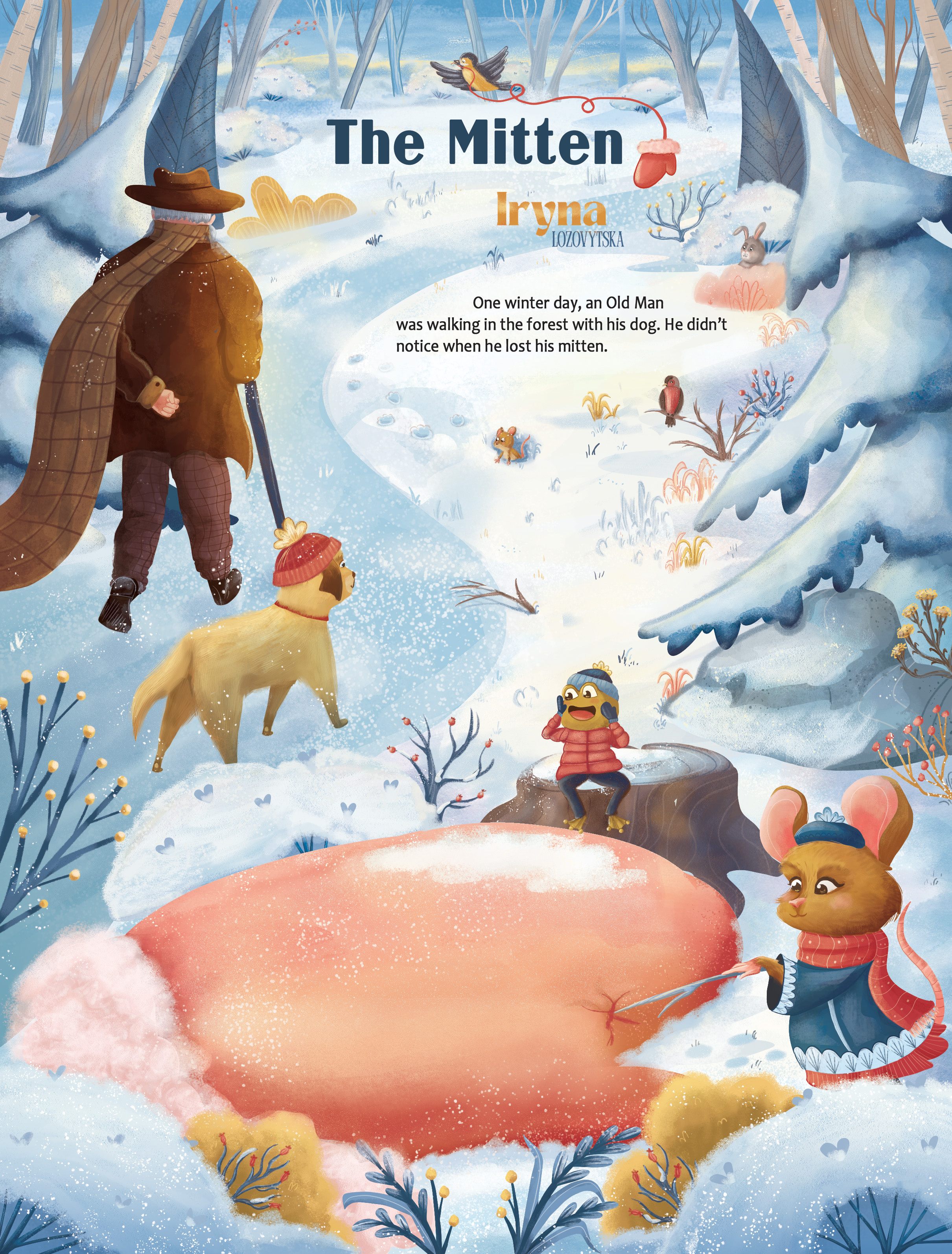 The Mitten - Illustration for Ukrainian Fairy Tale 2d animals book book illustration cartoon character children`s book comic creative cute digital art dog drawing frog illustration kids magazine mouse photoshop winter
