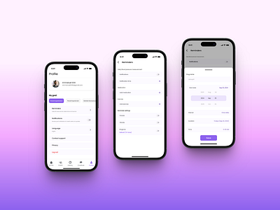 SETTINGS PAGE FOR MOBILE APP DESIGN health mobile app ui ux