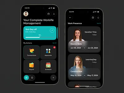 HR Management Mobile App UI – Smart HR on the Go app app design attendance app employee management hr app hr management app hr tech ios mobile mobile app payroll app recruitment workforce app