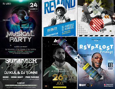 Music Party & Event Flyer Bundle birthday flyer club flyer concert poster creative flyer custom flyer dj flyer edm flyer event flyer fitness flyer flyer bundle flyer design gym flyer horror flyer minimal flyer music flyer party flyer poster design printable flyer sports flyer summer flyer