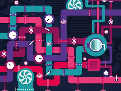 Pipes – Report Cover Illustration for REBA annual report cover illustration factory grape graphic design illustration industry pink purple vector