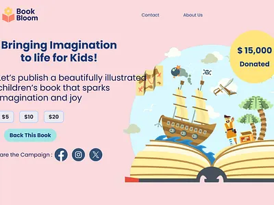 Day 32 – Crowdfunding UI | BookBloom Illustrated Children’s Book bookdesign crowdfunding daily ui dailyui figma uichallenge