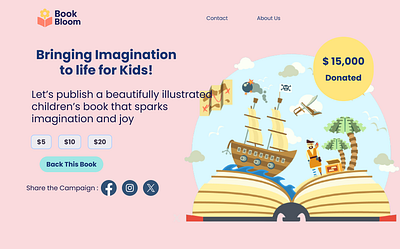 Day 32 – Crowdfunding UI | BookBloom Illustrated Children’s Book bookdesign crowdfunding daily ui dailyui figma uichallenge
