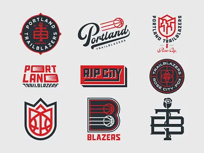 Trailerblazers Alternate Logo Package alternate badge basketball logo modern nba portland portland trailblazers rose rose city trailblazers
