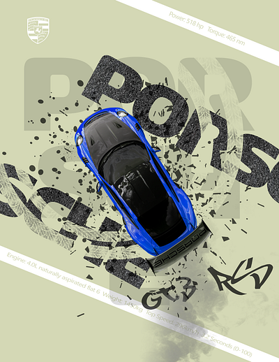 Porsche GT3 RS Street Design burnout car car poster cars german graphic design gt3 gt3 rs horsepower most wanted most wanted font porsche porsche gt3 street street cars street design stuttgart track