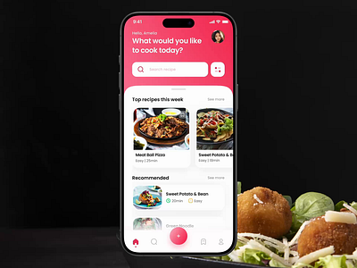 FoodPlus – Smart Recipe Finder App appdesign cleanui figmadesign foodapp mobiledesign mobileui productdesign recipeapp uiux