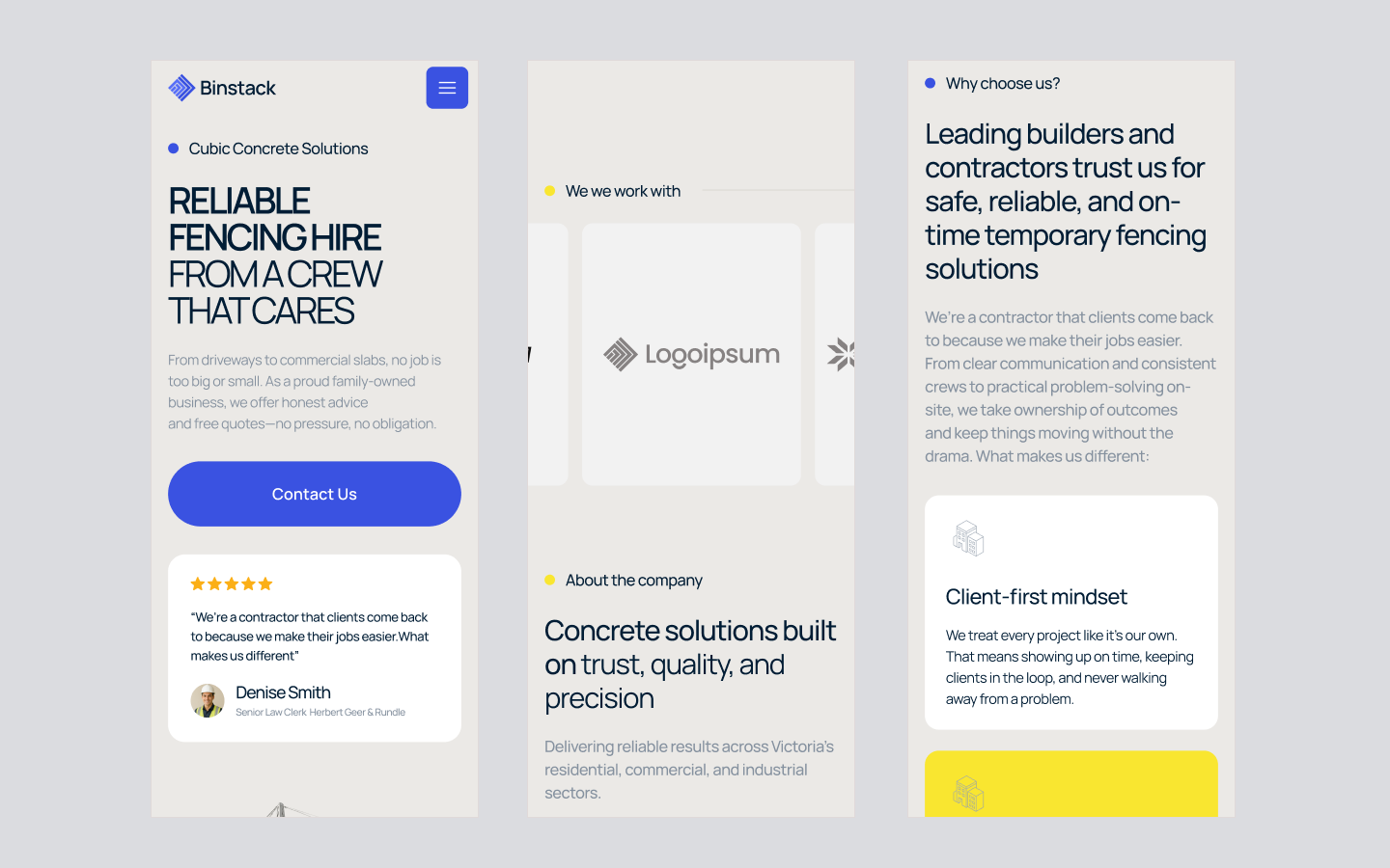 Binstack - Fencing Rentals australia construction fence fencing rental web design webflow