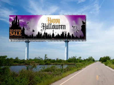 Happy halloween billboard cat log design 3d animation branding graphic design logo motion graphics ui