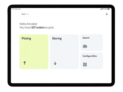 Warehouse Task Management admin screen business tablet clean interface digital operations efficient workflow inventory system logistics minimal design operations design order management picking screen smart logistics tablet dashboard tablet interface task overview ui layout ux strategy ux ui warehouse warehouse app