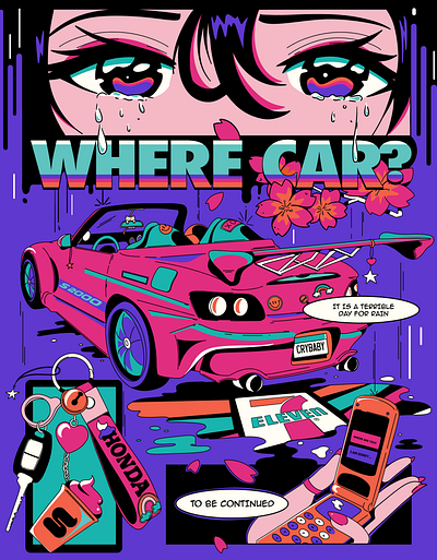 7Eleven x Mercedes Bazan abstract anime branding design illustration ipad pro poster texture ui