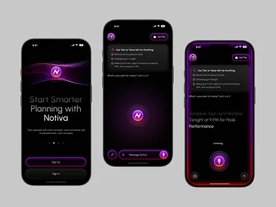 Notiva – AI Mobile App UI ai ai app ai app design ai app uiux ai assistant ai assistant app ai chat ai mobile app mobile app notiva reminder app voice app ui voice assistant ui