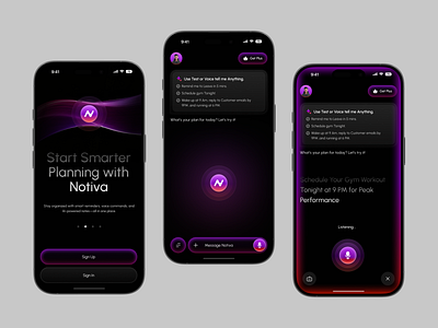 Notiva – AI Mobile App UI ai ai app ai app design ai app uiux ai assistant ai assistant app ai chat ai mobile app mobile app notiva reminder app voice app ui voice assistant ui
