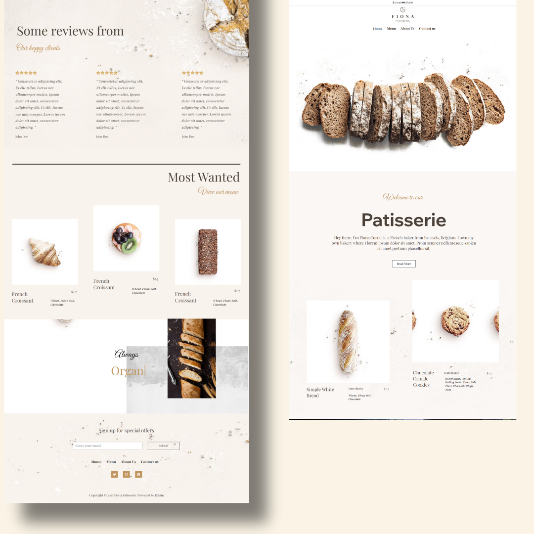 Wix restaurant website made with Wix Studio landing page pagefly restaurent website web designer web development website wix landing page wix website