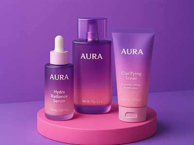 Bold Skincare Packaging Design, Purple Gradient with Luxe Appeal 3d beauty product concept bold beauty packaging brand identity branding design graphic design high end skincare packaging illustration logo luxury skincare branding minimalist packaging mockup modern cosmetic packaging packaging purple packaging design serum packaging skincare packaging template ui