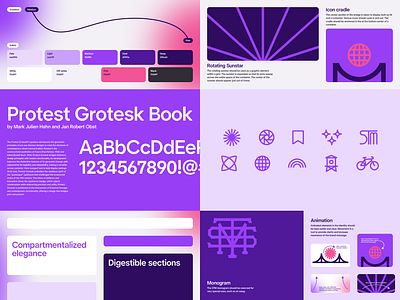Elemental Matters animation branding guidelines icons layout logo palette patterns pink purple slides standards ui