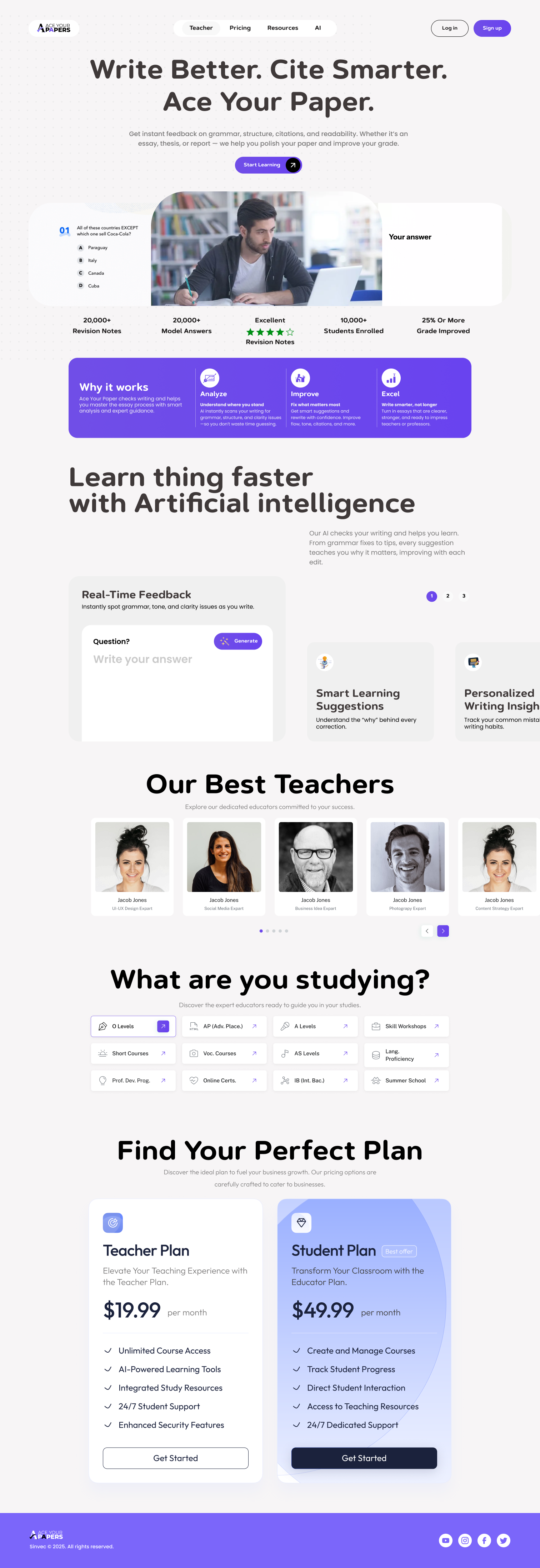 Ace Your Paper – AI-Powered Exam Prep Web App branding cleanui dashboard edtech education figma landingpage logo minimal modern studentdashboard ui uidesign uxdesign uxui webapp