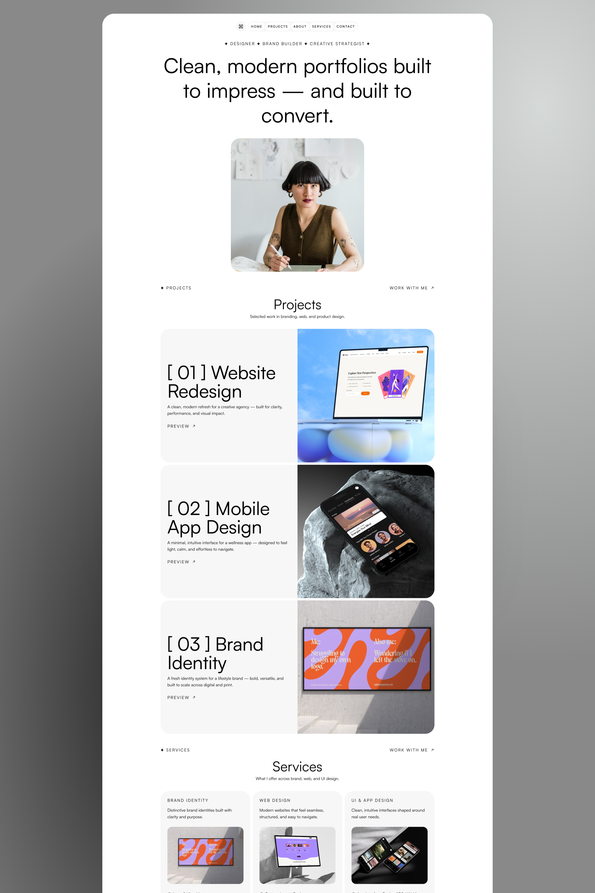 Osei’s homepage — quiet confidence designer portfolio framer osei portfolio template ui web design webdesign