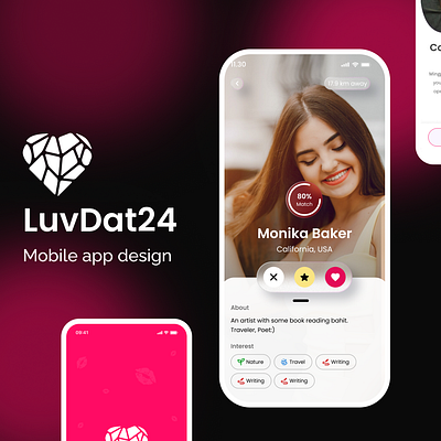 LuvDat24 – Modern Dating App UI for Meaningful Connections appdesigninspo behanceproject datingappui dribble figma figmadesign loveappdesign mobileappdesign moderndating swiperight tranding uidesigndaily uxinspiration
