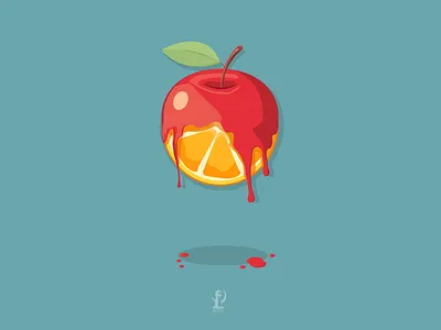 Oranges on appletrees apple design flat food frukt graphic design idea illustration inspiring logo music orange print surreal vector