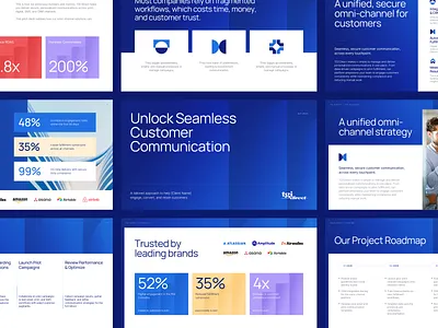 Pitch Deck Template for B2B Communication & Fulfillment Tech b2b blue brand design branding clean design gradient graphic design modern pitch deck presentation design professional tech technology typography ui